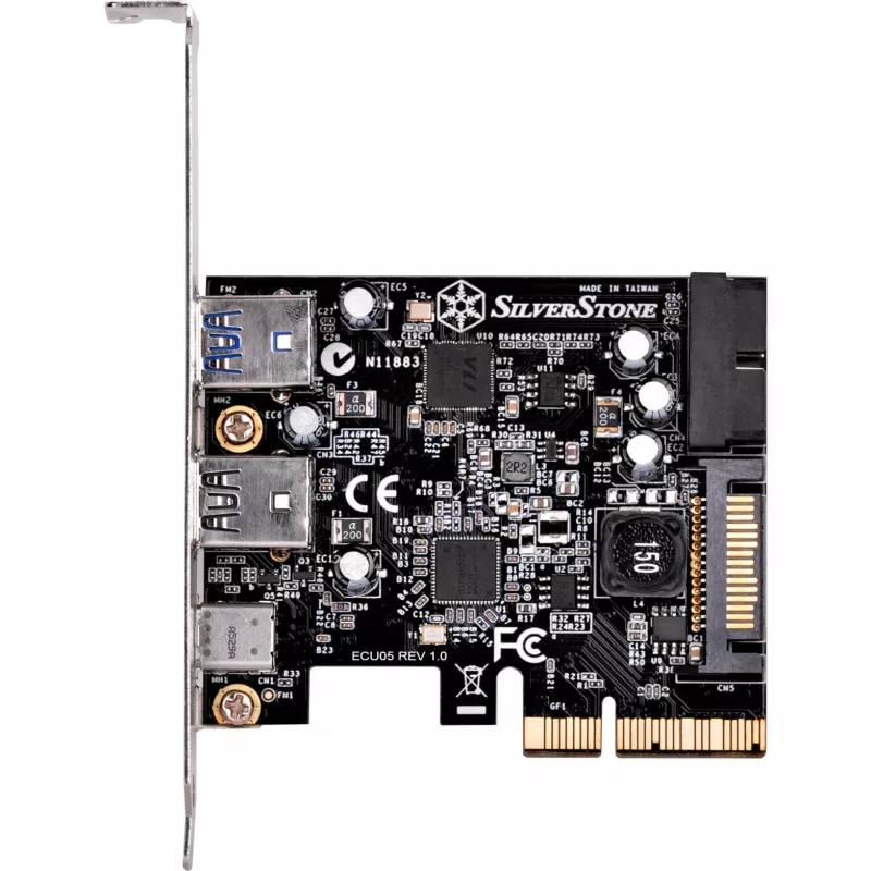 SilverStone ECU05 - adattatore USB - PCIe 2.0 x2 low profile - USB 3.1 Type-C x 1 + USB3.0 x 2 + USB3.0 (interno) x 2 (SST-ECU05)