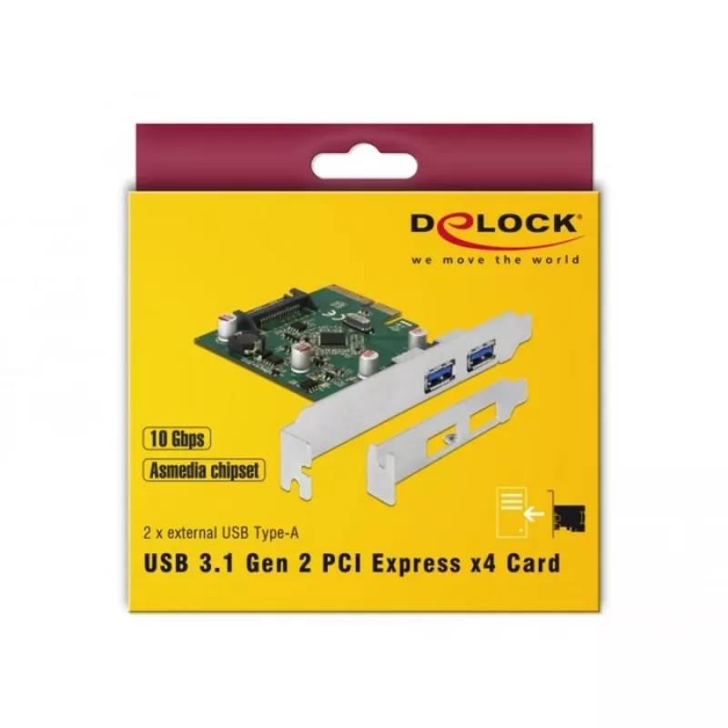 Scheda PCI Express x4 Delock con 2 porte USB 3.1 Gen 2 Type-A esterne (90298)