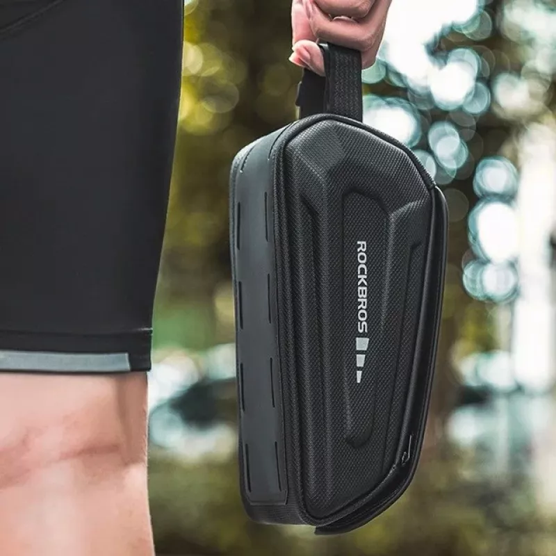 Borsa da telaio per bici Rockbros modello con capacità 1,7 l, scomparto per telefono, nero
