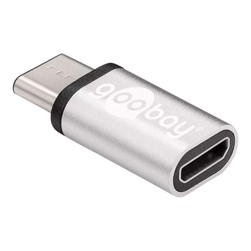Wentronic Goobay Adattatore USB-C™ - Connettore femmina USB 2.0 Micro-B, Argento - per collegare un dispositivo USB-C™ a un cavo USB 2.0 Micro-B (56636)