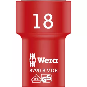 Inserti a bussola Zyklop VDE, 18mm, 3/8 rosso/giallo, isolato fino a 1.000 Volt