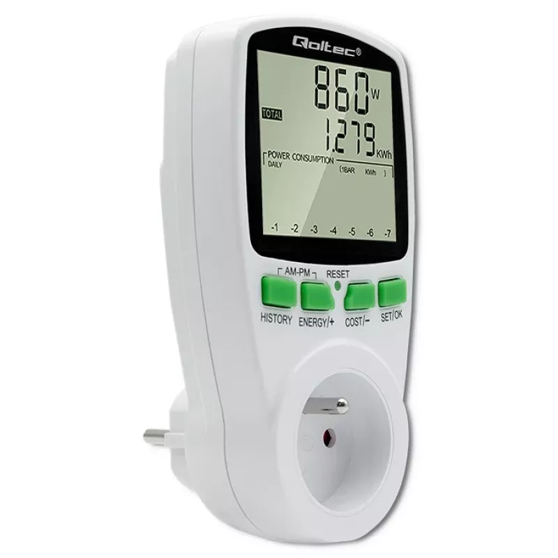 Misuratore di potenza QOLTEC PM0627 3680W con storico — QOLTEC PM0627 3680W