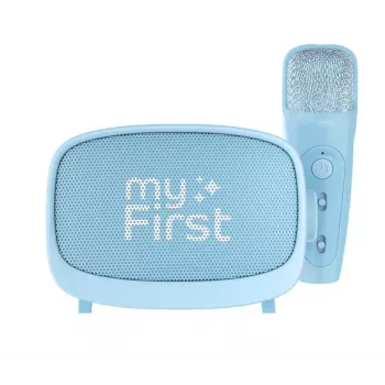 Altoparlante portatile per bambini myFirst Voice 2 di myFirst — blu, altoparlante senza fili a batteria con supporto microfono