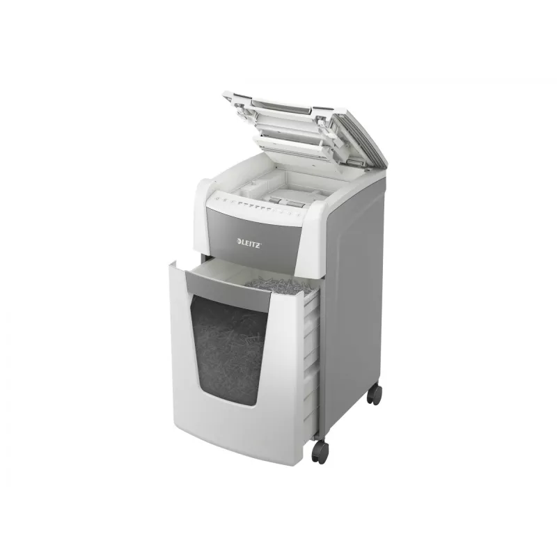 Leitz IQ Autofeed Office 300 distruggidocumenti automatico P4, taglio a croce, 22 cm, 4 x 30 mm, 60 L, 500 fogli, 55 dB