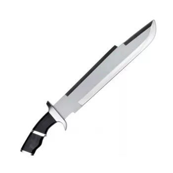 Coltello da sopravvivenza cinema classic CC-PDT — lama in acciaio inox 375 mm, lunghezza totale 525 mm, manico in acciaio inox, fodero in plastica nero, 1 kg