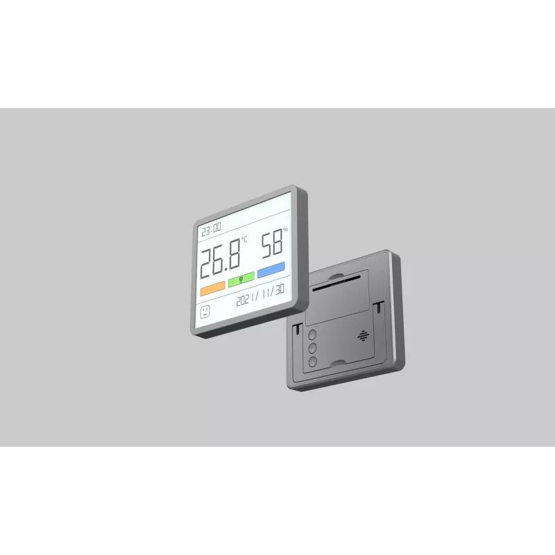 MOVA MTHM01 igrometro, termometro e orologio combinato – unità da interno digitale per misurare l'umidità relativa e la temperatura, compatta per scrivania, mensola o parete