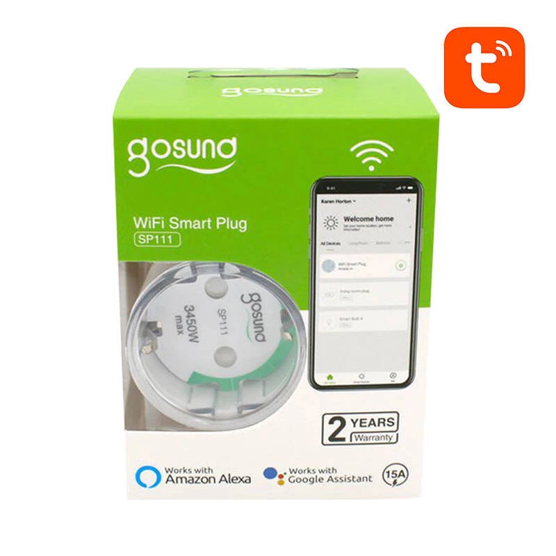 Presa smart WiFi Gosund SP111 3680W 16A, Tuya confezione da 2