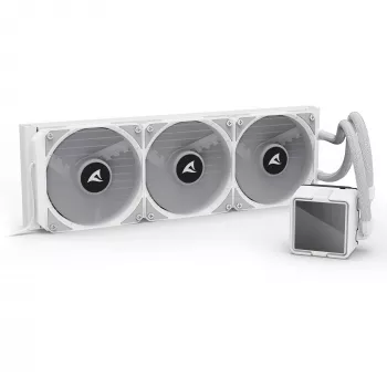 Dissipatore a liquido per CPU All-in-One Sharkoon S100 ARGB bianco – radiatore da 360 mm, effetto Infinity Mirror
