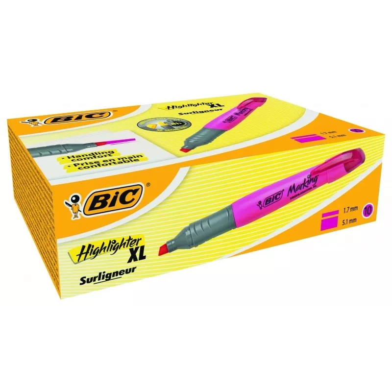 Evidenziatore BIC XL 2-5 mm, rosa, scatola 10 pz. 247130