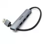 Hub USB Unitek H1208A — 4 porte (1 × USB 3.2 Gen 1 Type-A, 3 × USB 2.0), case in alluminio, grigio, cavo 0,20 m