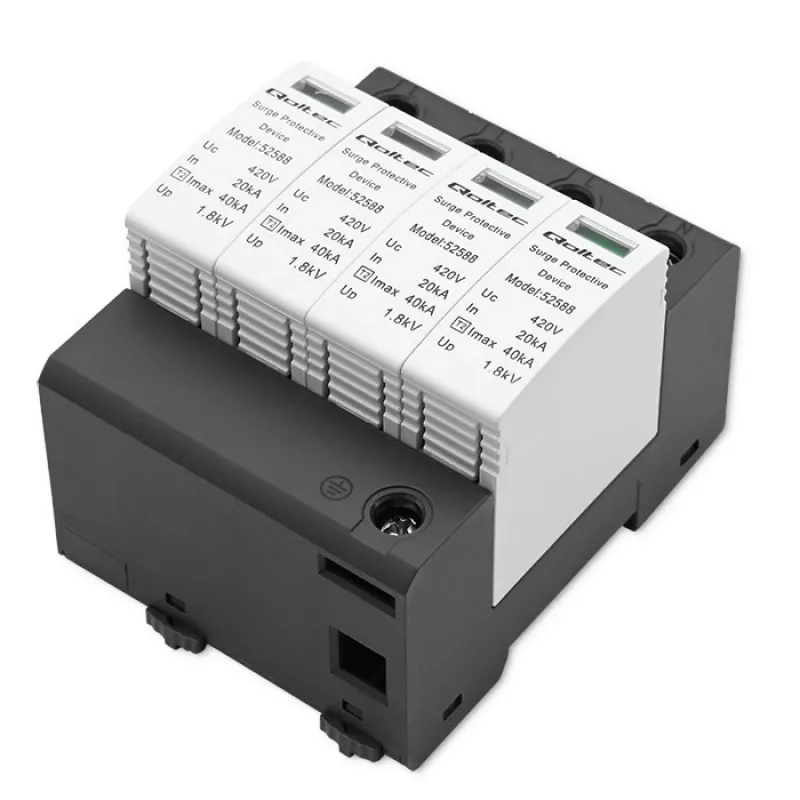 Protezione da sovratensione QOLTEC 52588 AC 4P 420V T2 C — scaricatore AC 4 poli, 420 V, Tipo 2