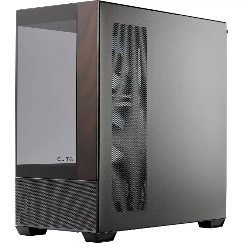 Cooler Master Elite 690 case PC, Midi-Tower, ATX, Tempered Glass - 4x ventole ARGB, legno, nero