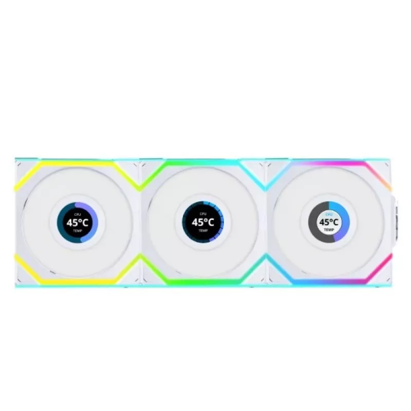 Ventola Lian Li UNI FAN SL Wireless LCD 120 12 cm bianco 3 pezzi