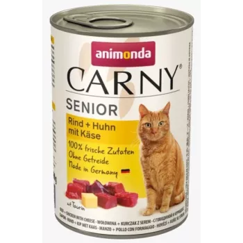 Umido per gatti animonda Carny manzo + pollo con formaggio 400 g — Senior, 80% umidità, 10% proteine