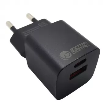 Caricabatterie EXTRA DIGITAL GaN USB Type-C, USB Type-A: 30W, PPS