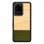 Custodia per cellulare Man and Wood Galaxy S20 Ultra bambù nero — retro protettivo, inserto naturale in bambù
