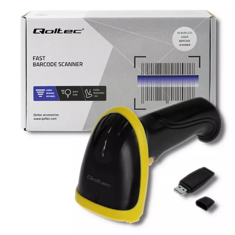 Lettore di codici a barre laser wireless Qoltec 50862 1D | 2.4GHz