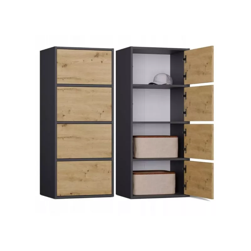 Comodino ALMA, antracite/rovere artisan