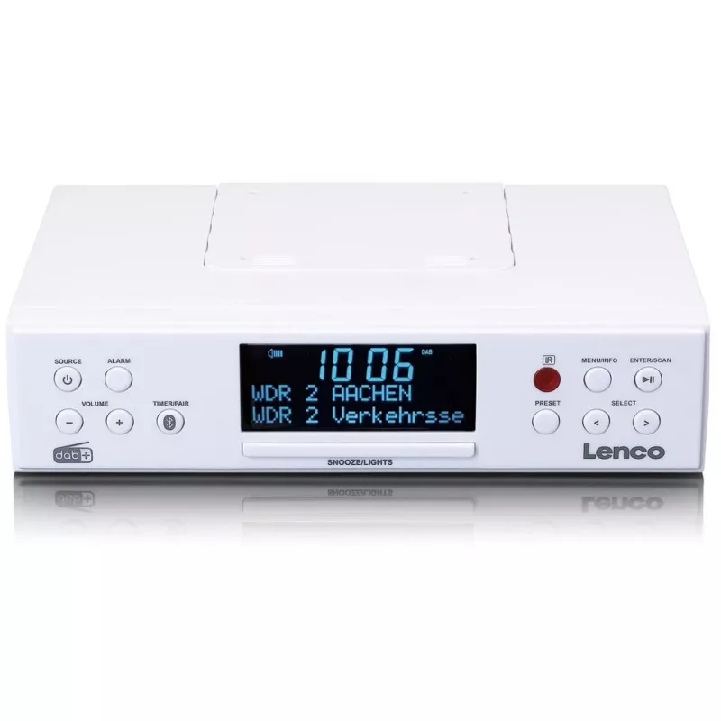 Lenco KCR-190WH radio da cucina sottopensile con PLL FM, DAB+ e Bluetooth, bianco