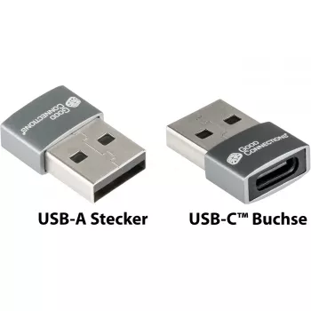 Good Connections adattatore USB 2.0 connettore maschio A su USB-C connettore femmina case in alluminio grigio (USB-AD203)