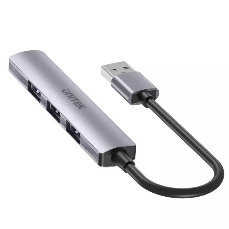 Unitek H1208A hub USB-A, 4 porte (1x USB-A 5 Gbps, 3x USB-A 2.0), alluminio, argento