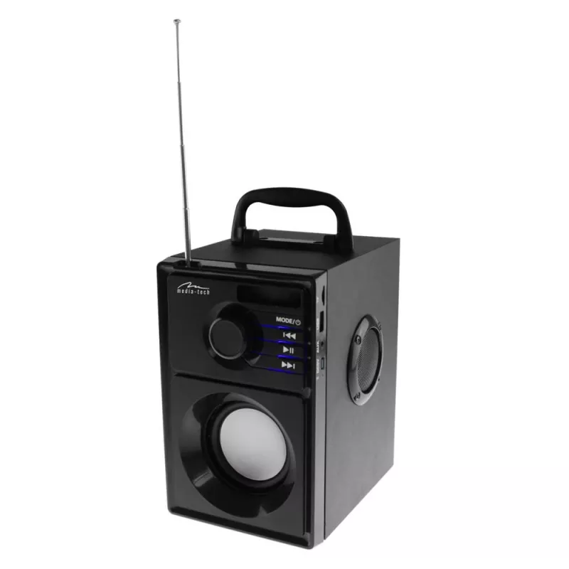 Altoparlante portatile MEDIA-TECH MT3179, 20 W (RMS 15 W), Bluetooth 5.1, FM, MicroSD, USB, AUX, Li-Ion, 6 h, cassa in legno