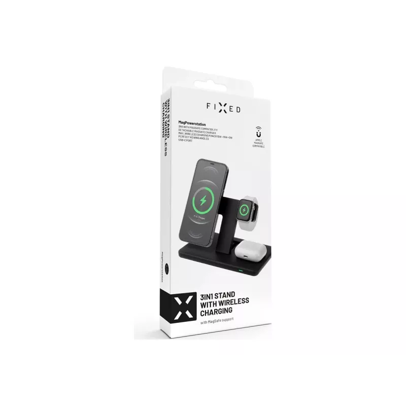 Fixed | MagPowerstation stazione di ricarica wireless 3-in-1 con supporto MagSafe | FIXMPOS-BK | nero