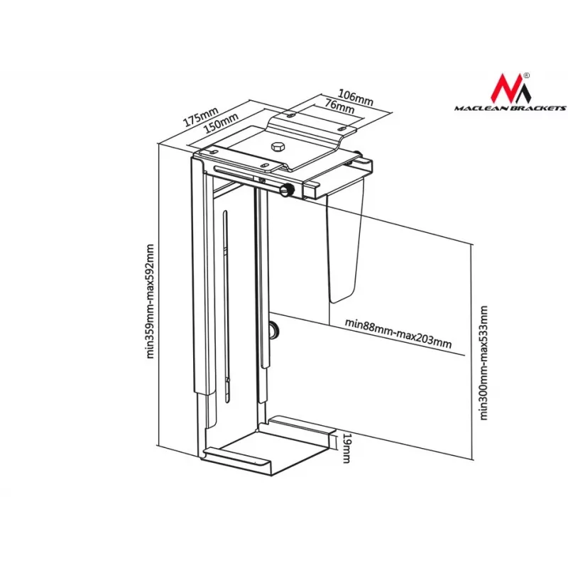 Supporto passivo Maclean MC-713 S grigio