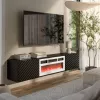 Mobile TV Cama LARA 183x35x37 nero opaco + camino bianco