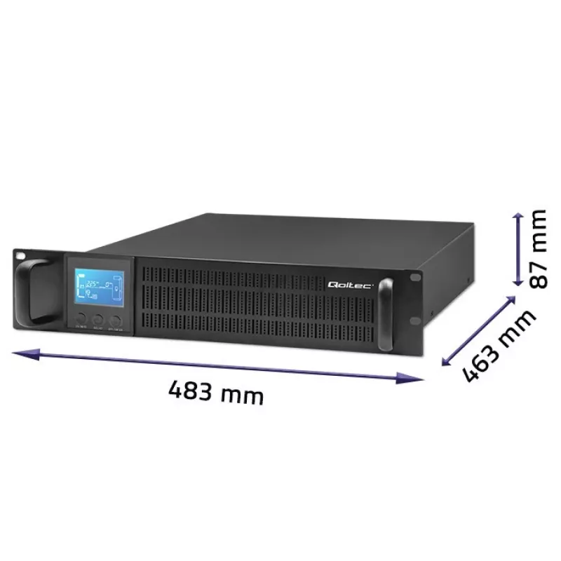 Qoltec 53945 UPS rack, 1 kVA, 800 W, LCD