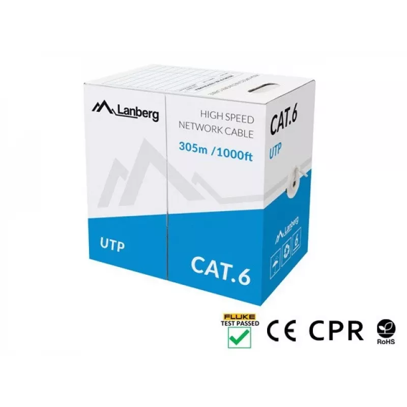 Cavo di rete LANBERG Cat6 U/UTP LCU6-11CU-0305-S, 305 m, 23 AWG, grigio, guaina HDPE