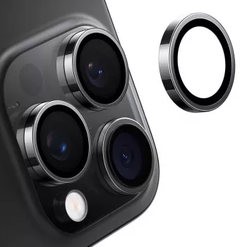 Vetro di protezione per fotocamera Torras per iPhone 16 Pro Max — Lensguard, nero