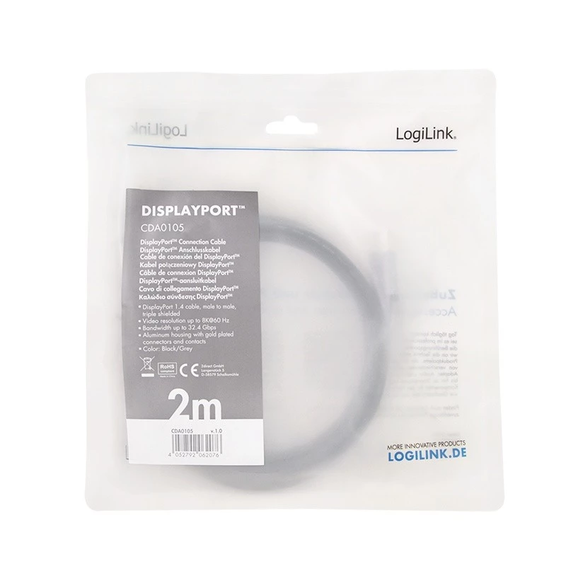 Cavo DisplayPort LogiLink CDA0105 2 m nero grigio