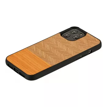 Custodia protettiva Man and Wood per iPhone 12 Pro Max — spina di pesce arancione nero