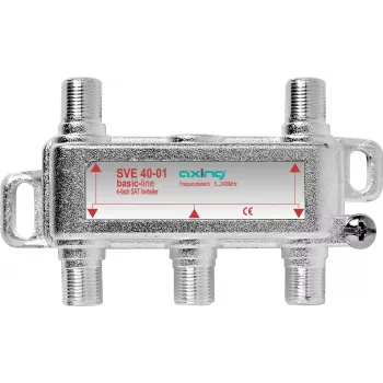 axing SVE04001 - splitter di segnale - 75 Ohm - 5 - 2400 MHz - argento - 1x F-Type - 4x F-Type