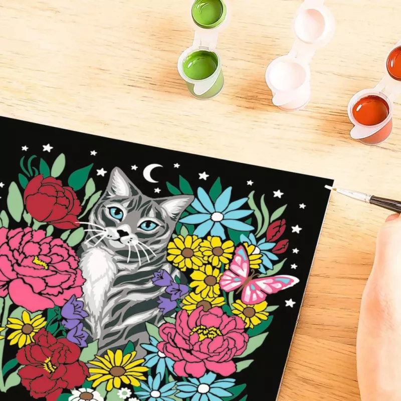 Set pittura con i numeri Ravensburger CreArt Pixie Cold Cat (modello 25855) – set di pittura su tela