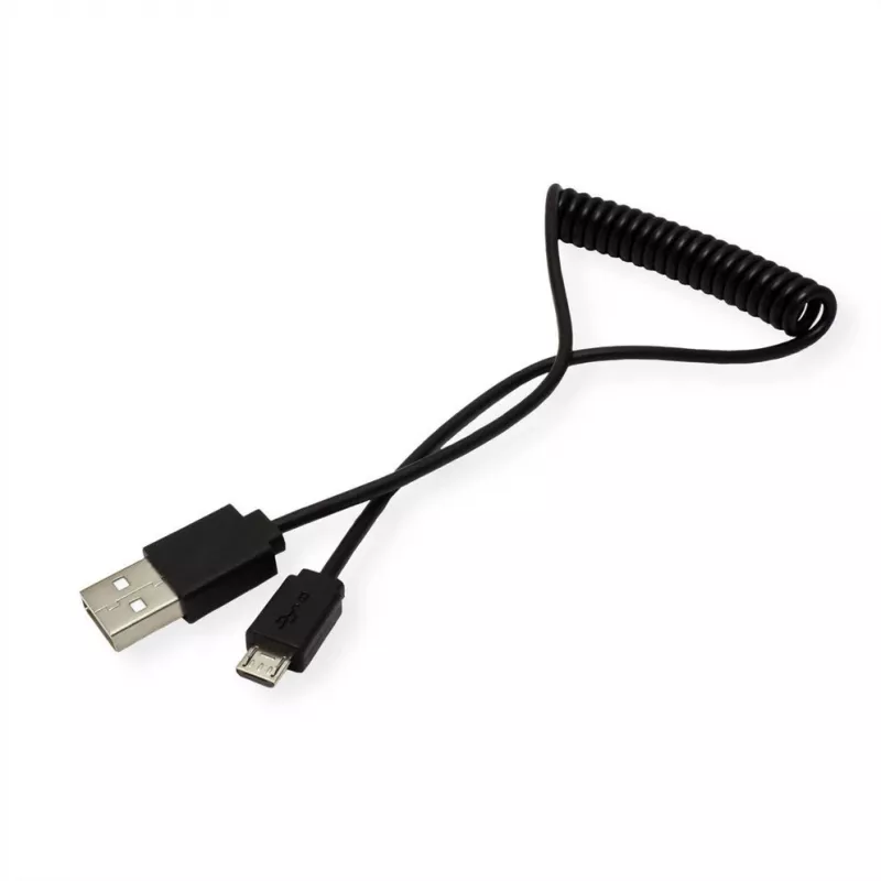 ROLINE Cavo a spirale USB 2.0 - A - Micro B - ST/ST 1,0 m - Schermato - USB 2.0 Type Micro B - 1 mm - Cavo a spirale (11.02.8317)
