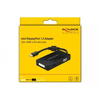 DeLOCK Mini DisplayPort 1.2 a VGA HDMI DVI audio 4K passivo nero