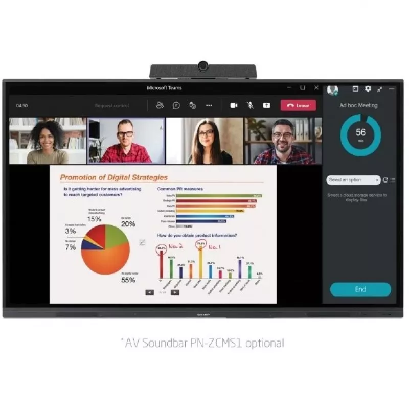 Sharp PN-L752B lavagna interattiva 190,5 cm (75 pollici) 3840 x 2160 pixel touchscreen nero