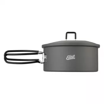 ESBIT PT1100HA Set da cucina da campeggio – pentola in alluminio 1,1 L, Ø14,8 cm, 227 g, nero