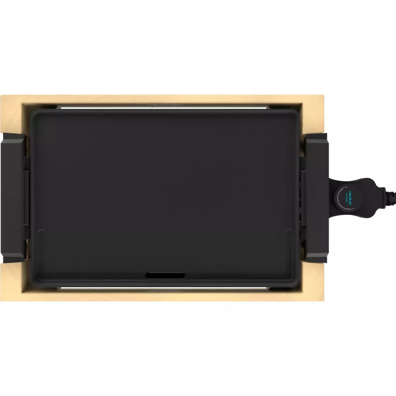 Griglia da tavolo Tasty&Grill 2000 Bamboo, piastra elettrica per grigliare legno, 2.000 Watt