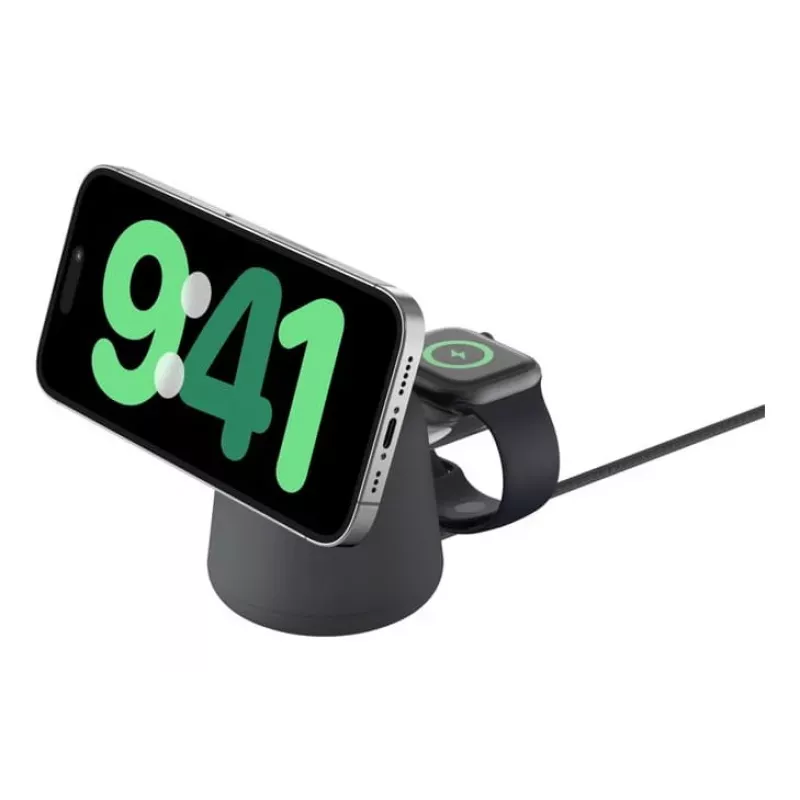 Caricatore wireless Belkin WIZ027VFH36 2‑in‑1 magnetico Qi2 15W per iPhone e Apple Watch