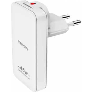 AXAGON nevox 45W Dual sottile GaN caricabatterie USB-C/USB EU/US bianco