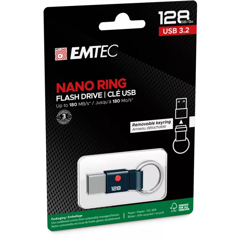 Chiavetta USB EMTEC ECMMD128GT103 128 GB USB Type-A 3.2 Gen 1 (3.1) nero, lettura 180 MB/s, scrittura 25 MB/s