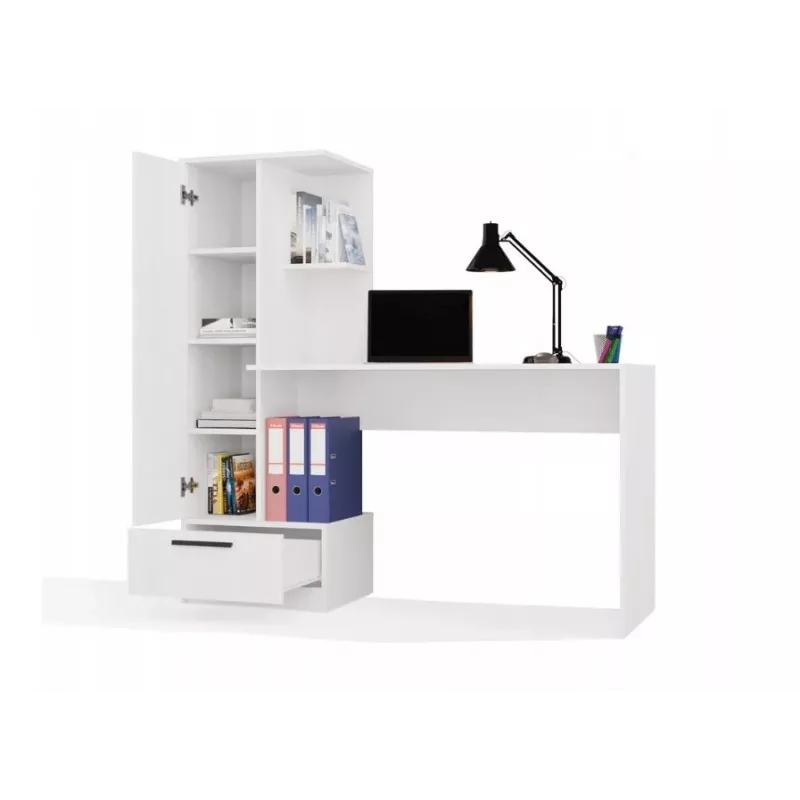 Set scrivania + libreria Cosmo, bianco