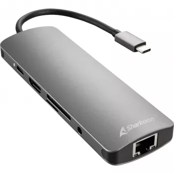 Sharkoon adattatore combo USB 3.0 Type-C schede/adattatori interfaccia HDMI, RJ-45, USB 3.2 Gen 1 (3.1 Gen 1)