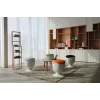 Up Up Seul sgabello ergonomico a bilanciere bianco, D47 tessuto blu
