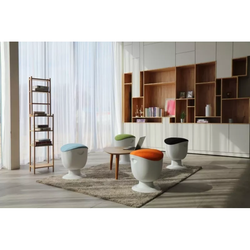 Up Up Seul sgabello ergonomico a bilanciere bianco, D47 tessuto blu