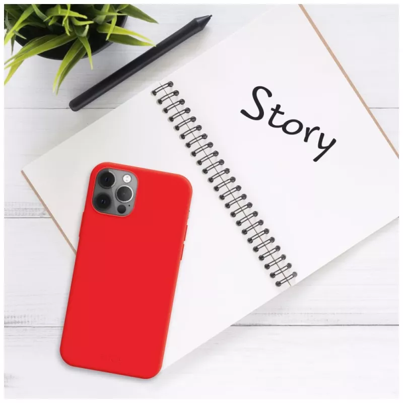 Cover posteriore per cellulare FIXED per Apple iPhone 16e, gomma, rosso, custodia protettiva sottile