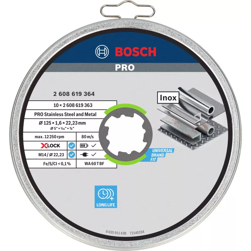 Bosch X-LOCK disco da taglio piano, 125 mm, 10 pezzi